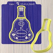 Вырубка+Трафарет " Бутылка коньяка Hennessy ". Форма для пряника с трафаретом