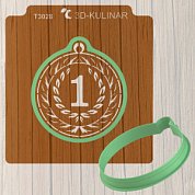Вырубка+Трафарет " Медаль 1 место". Форма для пряника с трафаретом