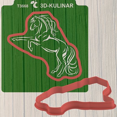 Трафарет + Вырубка " Лошадь №9. Символ 2026 ". Форма для печенья